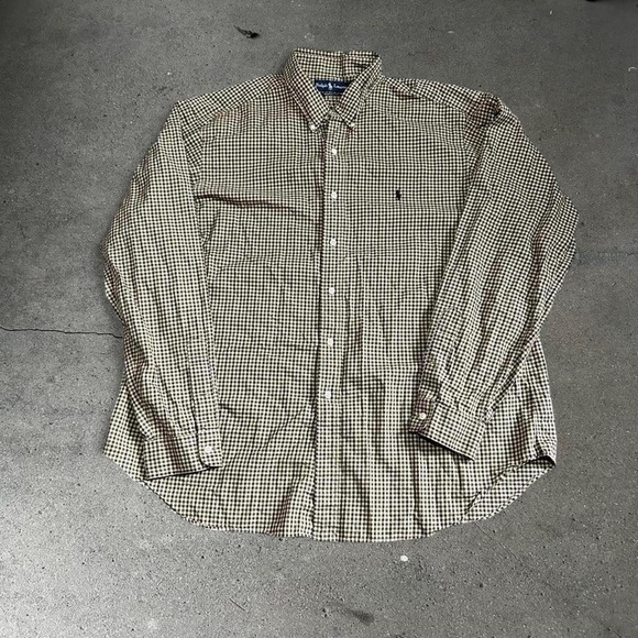 Polo Ralph Lauren Other - Vintage Polo Ralph Lauren classic fit cream tan checkered L/S cotton shirt XXL